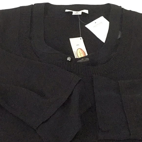 Talbots Petite Black Sweater with Silk Trim. Evening, Casual, Year Round Wear. - Picture 7 of 7